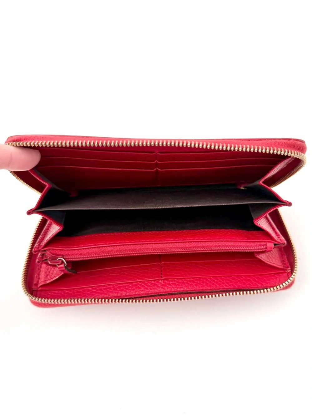 GUCCI | Red Soho GG Logo Disco Zip Around Leather Wallet Tassel Continental - Picture 3 of 15